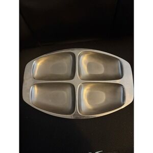 Alessi Inox 18/8 Stainless 4-Compartment Tray‎ Italy MCM 14.25" Silver VTG